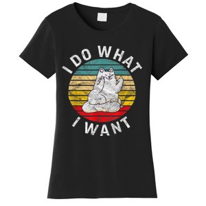 Funny Cat I Do What I Want Middle Finger Kitty Flip He Bird Women's T-Shirt