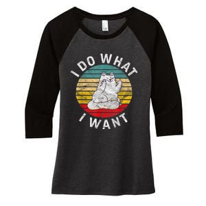 Funny Cat I Do What I Want Middle Finger Kitty Flip He Bird Women's Tri-Blend 3/4-Sleeve Raglan Shirt