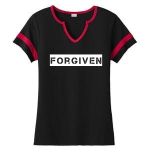 Forgiven Christian Inspirational Design For Women Ladies Halftime Notch Neck Tee