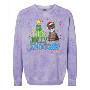 Funny Christmas Is This Jolly Enough Tangled Lights Cat Colorblast Crewneck Sweatshirt