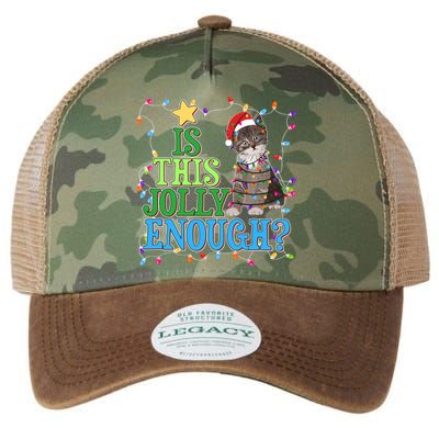Funny Christmas Is This Jolly Enough Tangled Lights Cat Legacy Tie Dye Trucker Hat