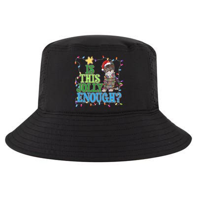 Funny Christmas Is This Jolly Enough Tangled Lights Cat Cool Comfort Performance Bucket Hat