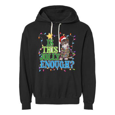 Funny Christmas Is This Jolly Enough Tangled Lights Cat Garment-Dyed Fleece Hoodie
