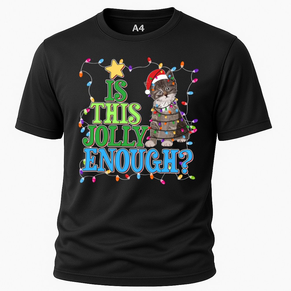 Funny Christmas Is This Jolly Enough Tangled Lights Cat Performance Shirt