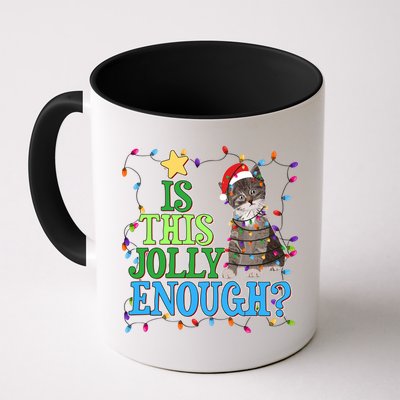 Funny Christmas Is This Jolly Enough Tangled Lights Cat Mug