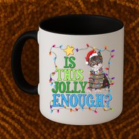 Funny Christmas Is This Jolly Enough Tangled Lights Cat Mug