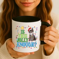 Funny Christmas Is This Jolly Enough Tangled Lights Cat Mug