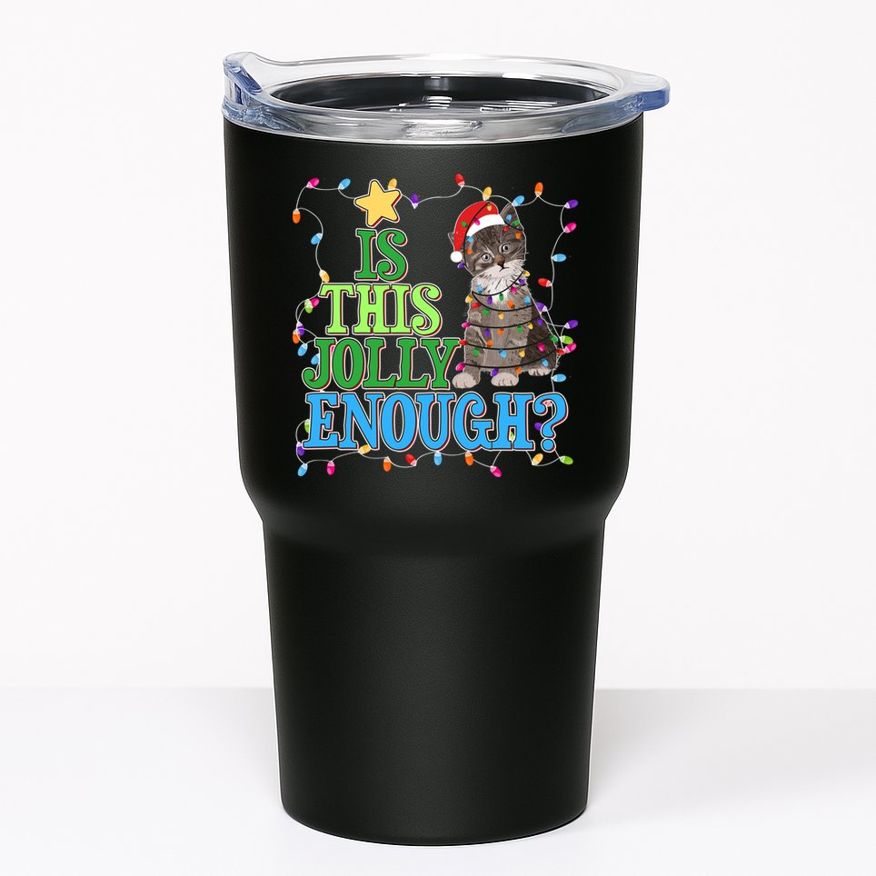 Funny Christmas Is This Jolly Enough Tangled Lights Cat Tumbler