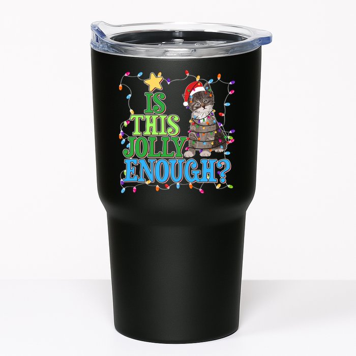 Funny Christmas Is This Jolly Enough Tangled Lights Cat Tumbler