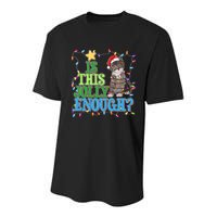 Funny Christmas Is This Jolly Enough Tangled Lights Cat Youth Performance Sprint T-Shirt