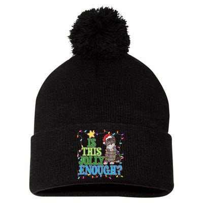 Funny Christmas Is This Jolly Enough Tangled Lights Cat Pom Pom 12in Knit Beanie