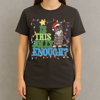 Funny Christmas Is This Jolly Enough Tangled Lights Cat T-Shirt
