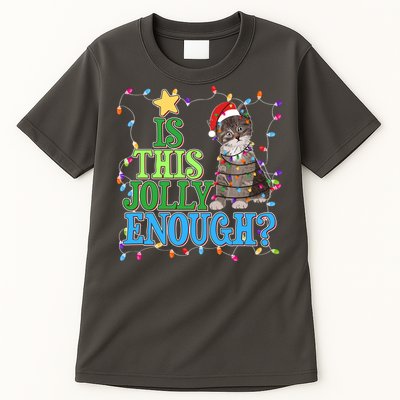 Funny Christmas Is This Jolly Enough Tangled Lights Cat Tall T-Shirt