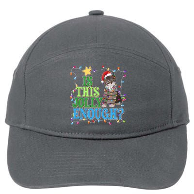 Funny Christmas Is This Jolly Enough Tangled Lights Cat 7-Panel Snapback Hat