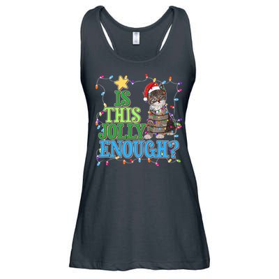 Funny Christmas Is This Jolly Enough Tangled Lights Cat Ladies Essential Flowy Tank