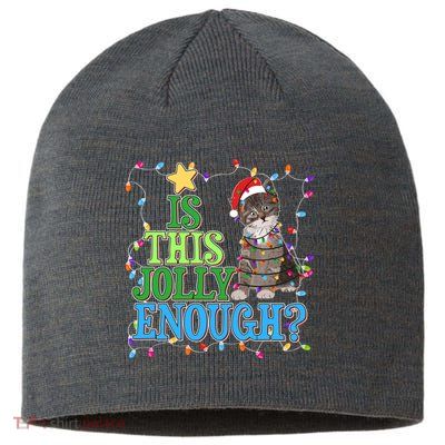 Funny Christmas Is This Jolly Enough Tangled Lights Cat Sustainable Beanie