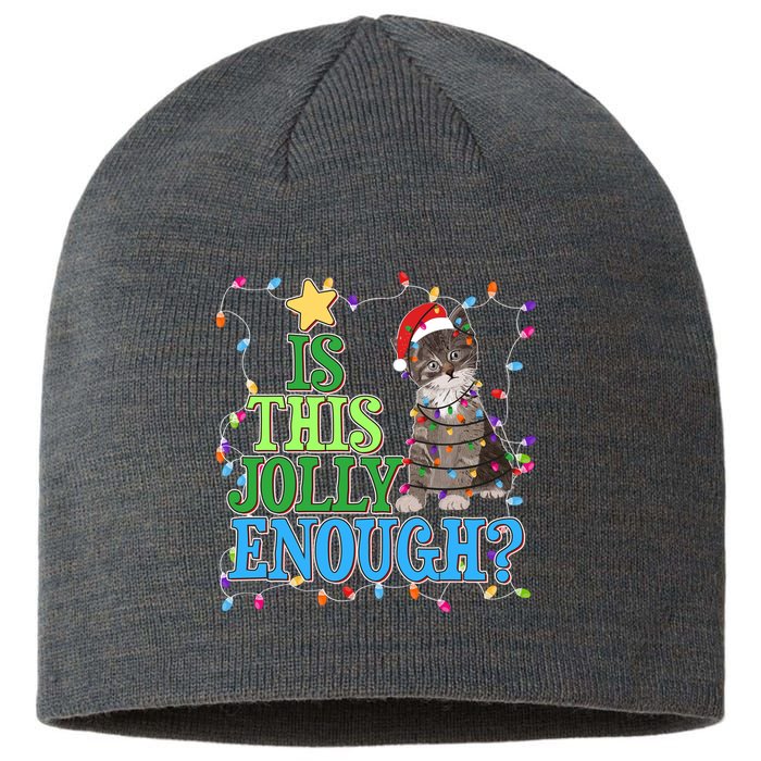 Funny Christmas Is This Jolly Enough Tangled Lights Cat Sustainable Beanie