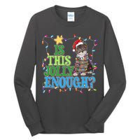 Funny Christmas Is This Jolly Enough Tangled Lights Cat Tall Long Sleeve T-Shirt