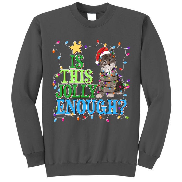Funny Christmas Is This Jolly Enough Tangled Lights Cat Tall Sweatshirt