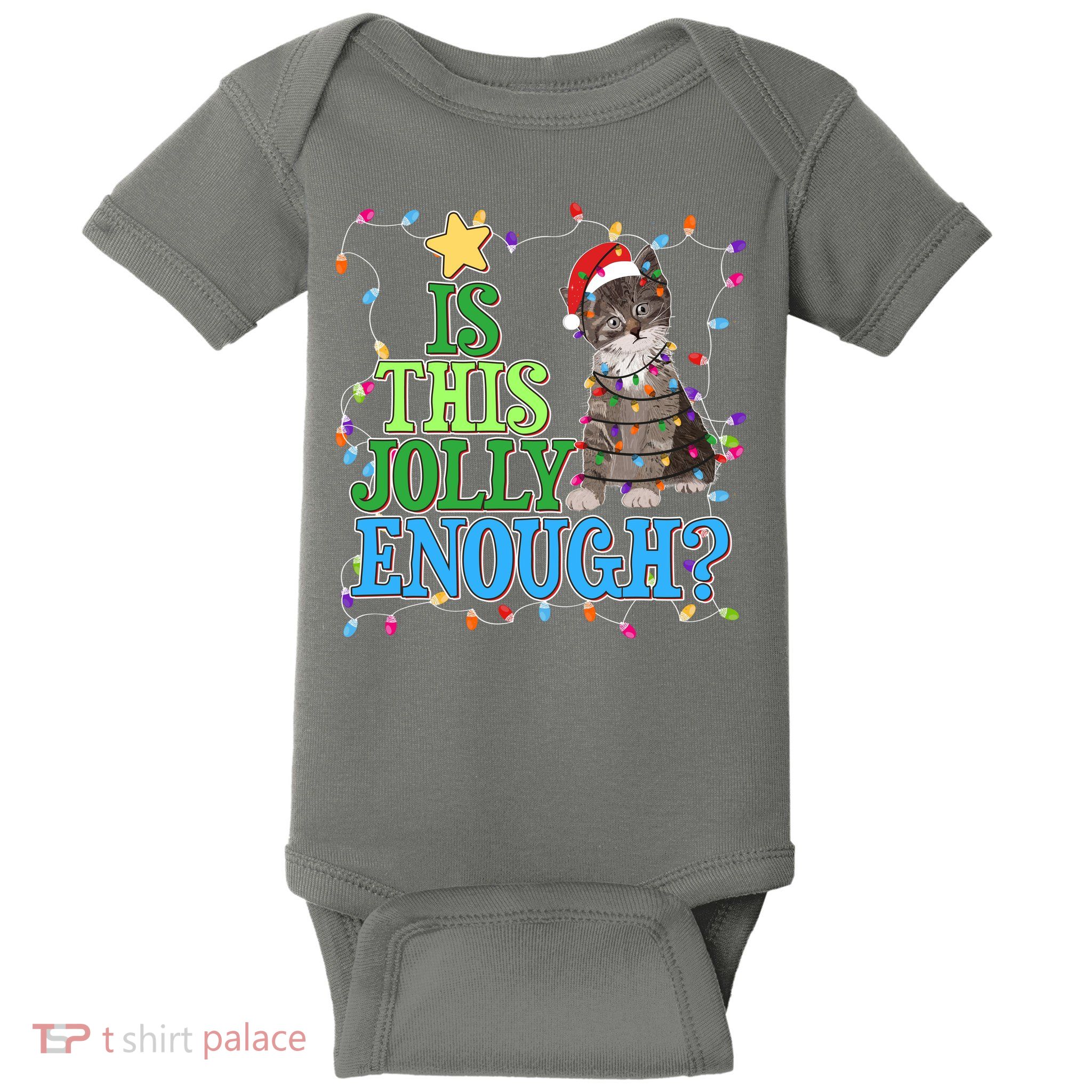 Funny Christmas Is This Jolly Enough Tangled Lights Cat Baby Bodysuit