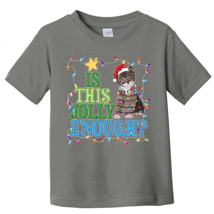 Funny Christmas Is This Jolly Enough Tangled Lights Cat Toddler T-Shirt