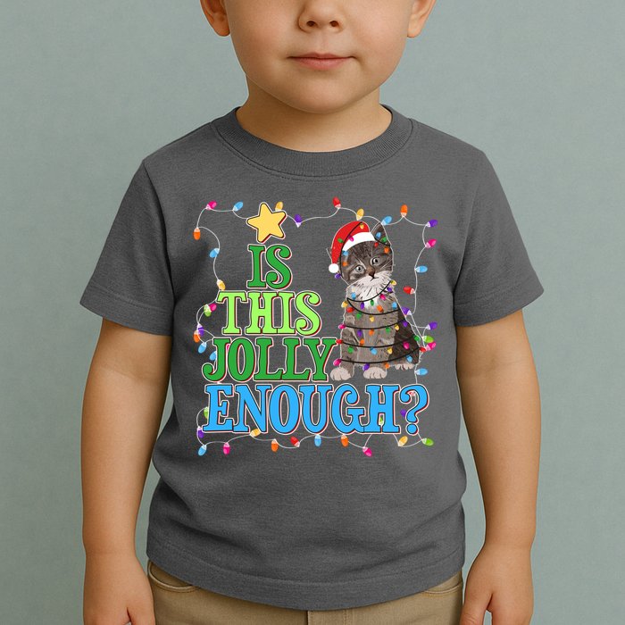 Funny Christmas Is This Jolly Enough Tangled Lights Cat Toddler T-Shirt