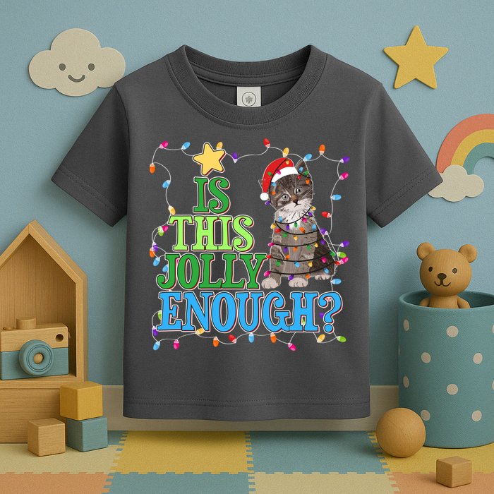 Funny Christmas Is This Jolly Enough Tangled Lights Cat Toddler T-Shirt