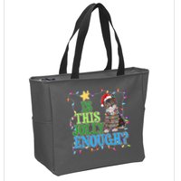 Funny Christmas Is This Jolly Enough Tangled Lights Cat Zip Tote Bag