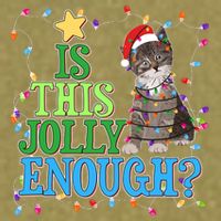 Funny Christmas Is This Jolly Enough Tangled Lights Cat Garment-Dyed Women's Muscle Tee