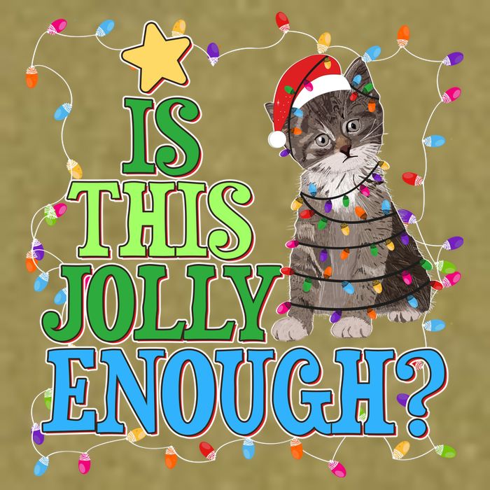 Funny Christmas Is This Jolly Enough Tangled Lights Cat Garment-Dyed Women's Muscle Tee