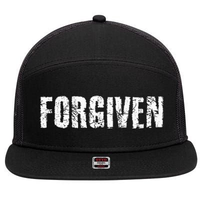 Forgiven Christian Inspirational Design 7 Panel Mesh Trucker Snapback Hat