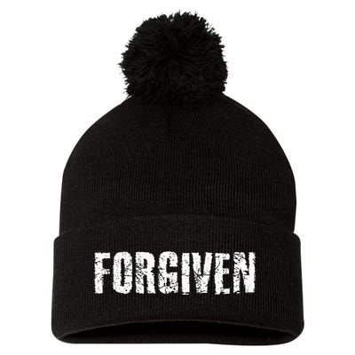 Forgiven Christian Inspirational Design Pom Pom 12in Knit Beanie