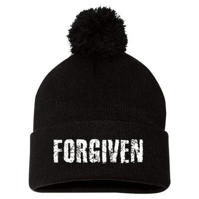 Forgiven Christian Inspirational Design Pom Pom 12in Knit Beanie