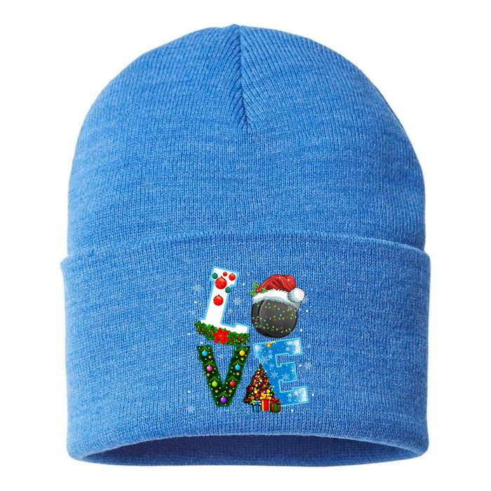 Funny Christmas Ice Hockey Players Lovers Xmas Gift Sustainable Knit Beanie