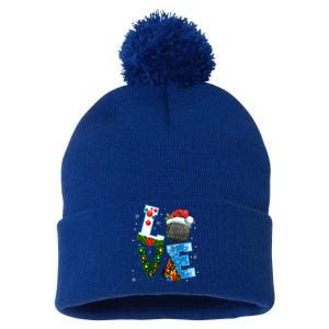 Funny Christmas Ice Hockey Players Lovers Xmas Gift Pom Pom 12in Knit Beanie