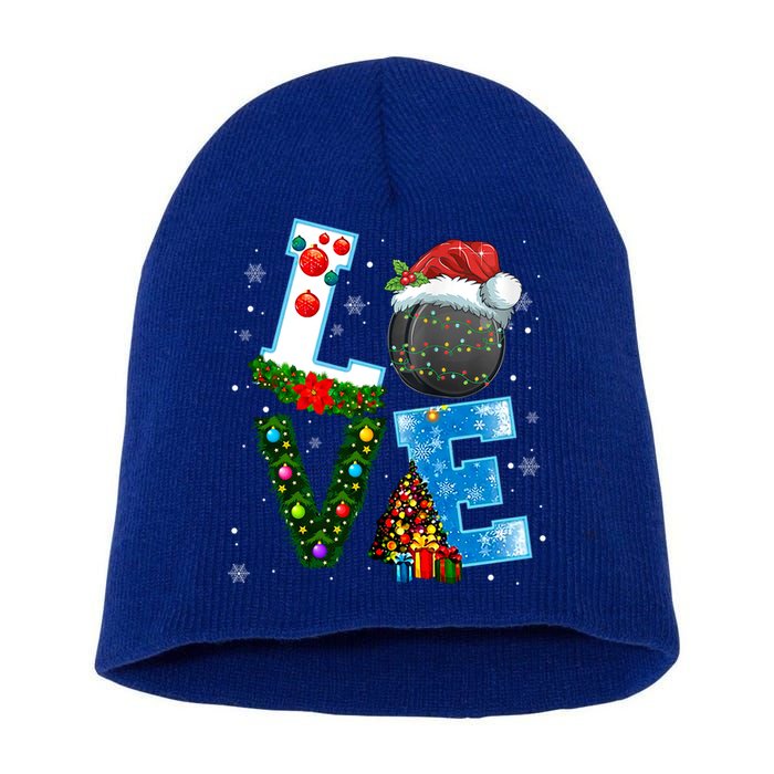 Funny Christmas Ice Hockey Players Lovers Xmas Gift Short Acrylic Beanie