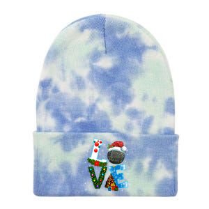 Funny Christmas Ice Hockey Players Lovers Xmas Gift Tie Dye 12in Knit Beanie