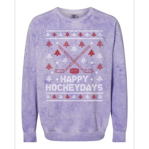 Funny Christmas Ice Hockey Player Fan Xmas Happy Hockeydays Gift Colorblast Crewneck Sweatshirt