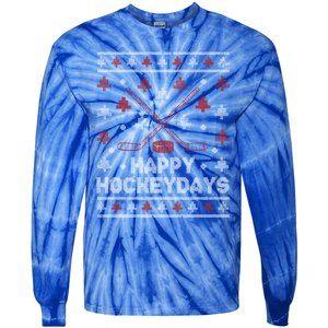 Funny Christmas Ice Hockey Player Fan Xmas Happy Hockeydays Gift Tie-Dye Long Sleeve Shirt