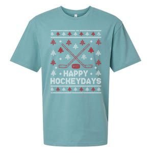 Funny Christmas Ice Hockey Player Fan Xmas Happy Hockeydays Gift Sueded Cloud Jersey T-Shirt