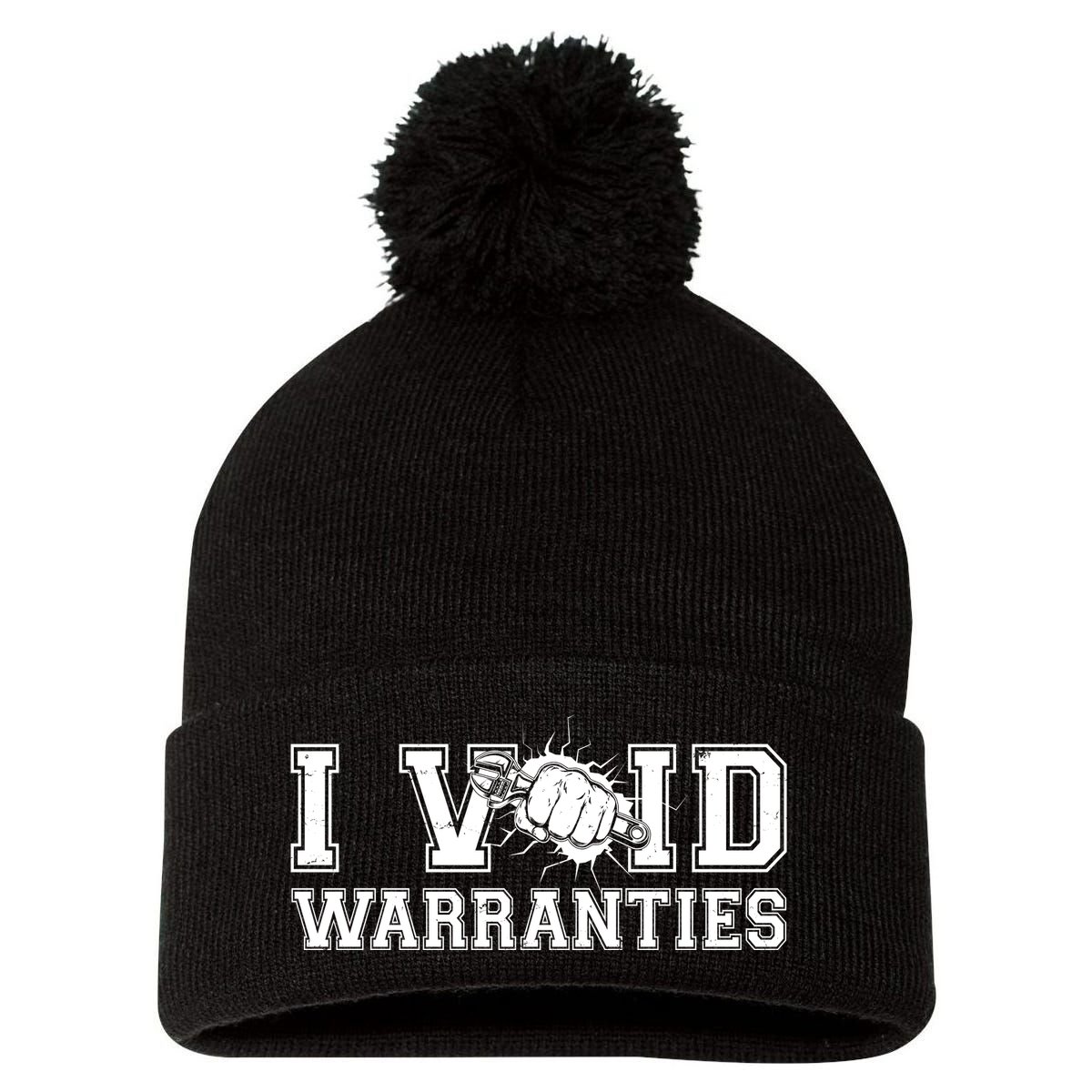 Funny Cool I Void Warranties Pom Pom 12in Knit Beanie