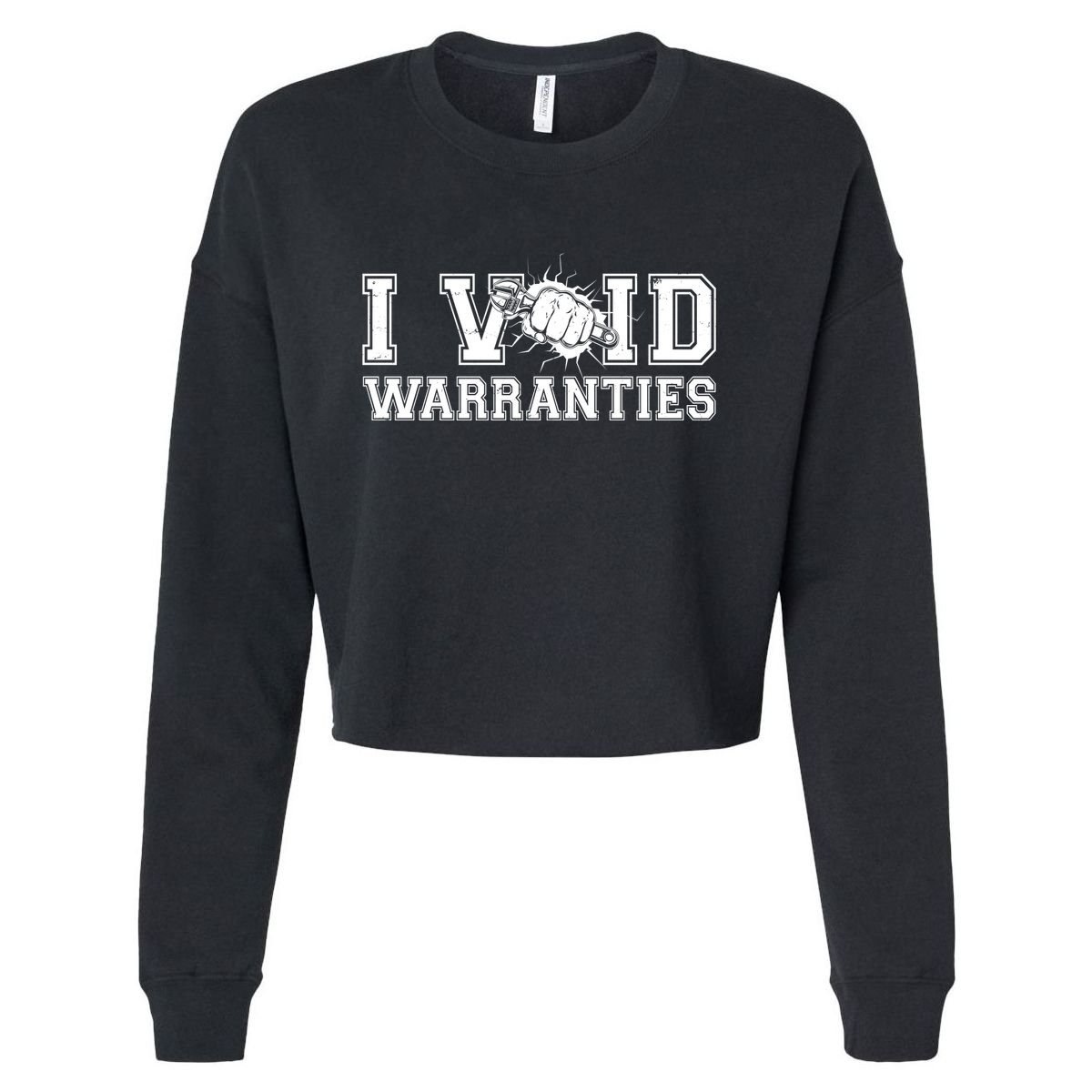Funny Cool I Void Warranties Cropped Pullover Crew
