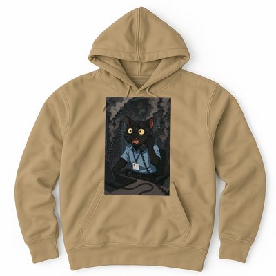 Funny Cat IT Disaster Server Room On Fire Meme Hoodie