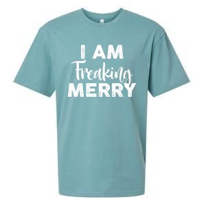 Funny Christmas I Am Freaking Merry Gift Sueded Cloud Jersey T-Shirt