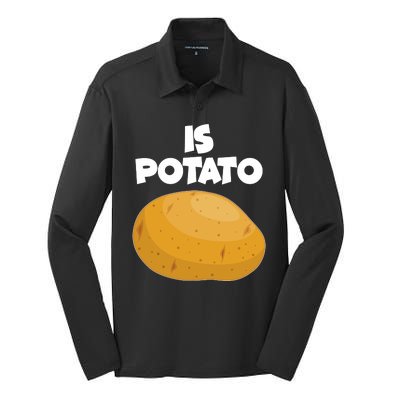 Funny Cute Is Potato Silk Touch Performance Long Sleeve Polo