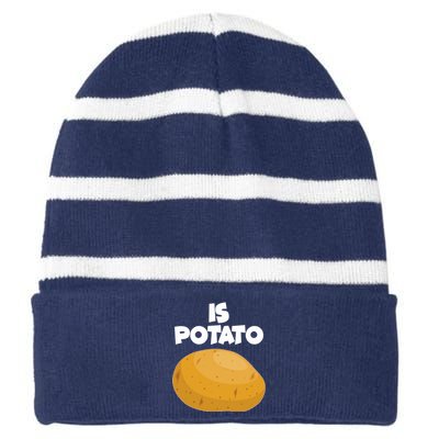 Funny Cute Is Potato Striped Beanie with Solid Band