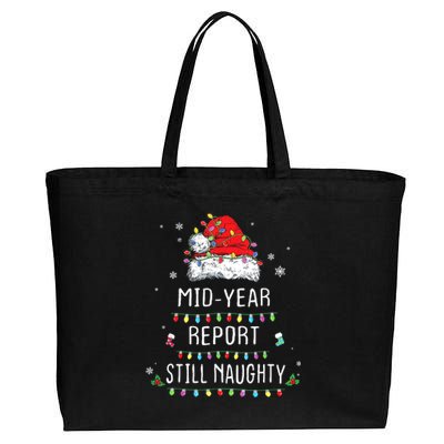 Funny Christmas In July Mid Year Report Still Naughty Santa Cotton Canvas Jumbo Tote