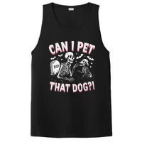 Funny Can I Pet That Dog Halloween Skeleton Spooky Season PosiCharge Competitor Tank