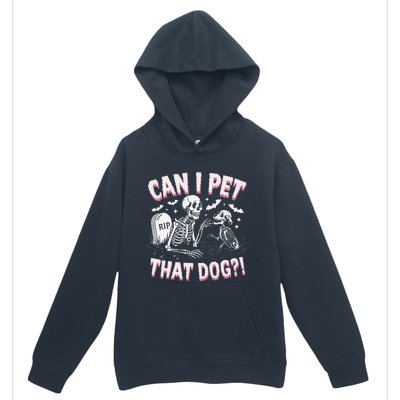 Funny Can I Pet That Dog Halloween Skeleton Spooky Season Urban Pullover Hoodie