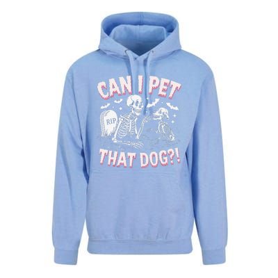 Funny Can I Pet That Dog Halloween Skeleton Spooky Season Unisex Surf Hoodie